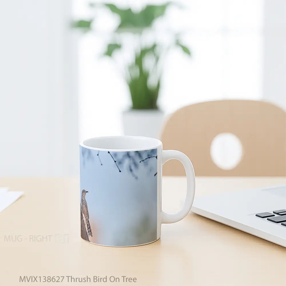 Mug Thrush Bird On Tree Gelas Hewan Lucu - All-side / Desain