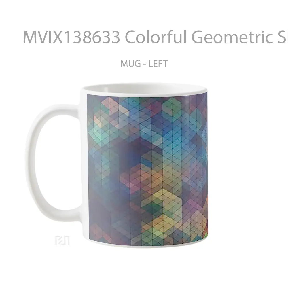 Mug Colorful Geometric Shapes Abstract Gelas Seni Modern - All-side / Desain