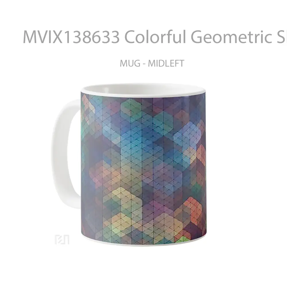 Mug Colorful Geometric Shapes Abstract Gelas Seni Modern - All-side / Desain