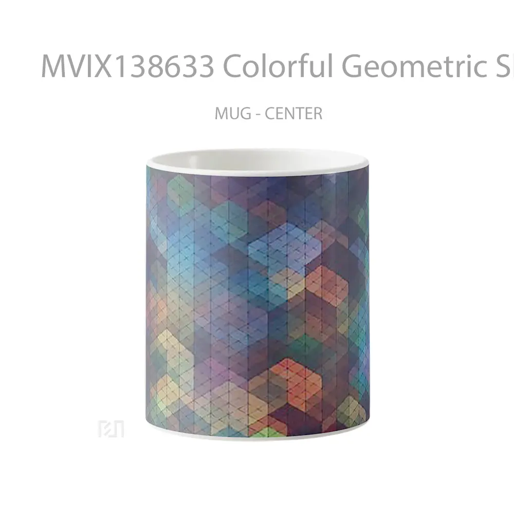 Mug Colorful Geometric Shapes Abstract Gelas Seni Modern
