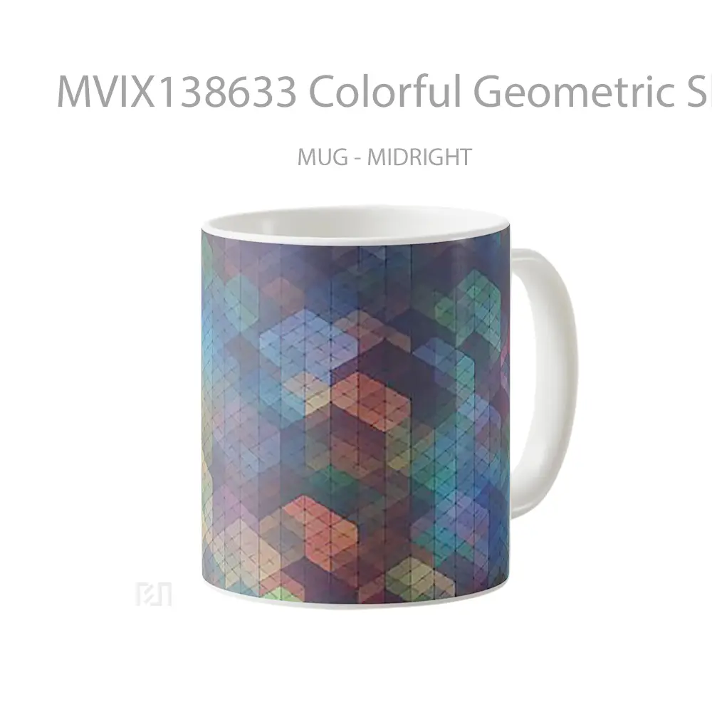 Mug Colorful Geometric Shapes Abstract Gelas Seni Modern - All-side / Desain