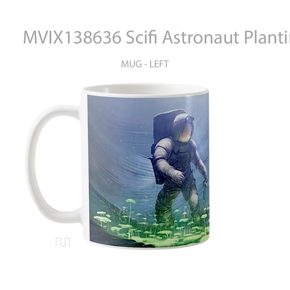 Mug Scifi Astronaut Planting Trees Underwater Gelas Pemandangan Alam - All-side / Desain
