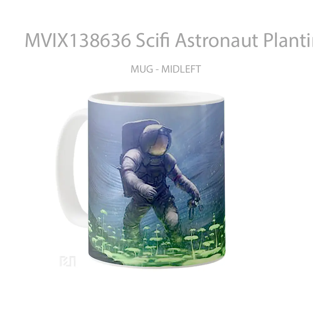 Mug Scifi Astronaut Planting Trees Underwater Gelas Pemandangan Alam - All-side / Desain