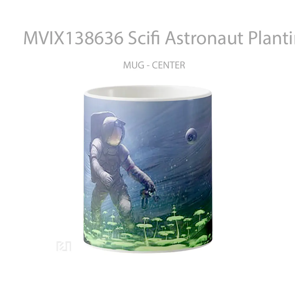 Mug Scifi Astronaut Planting Trees Underwater Gelas Pemandangan Alam