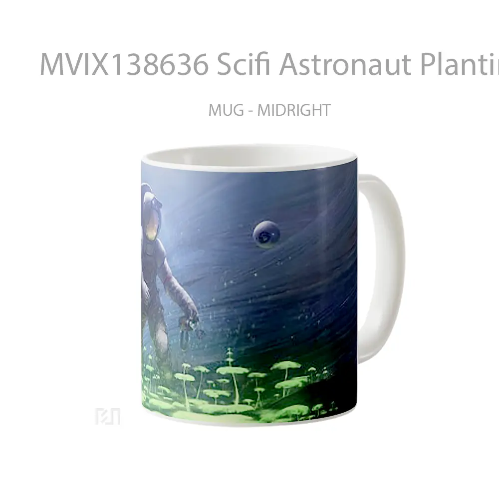 Mug Scifi Astronaut Planting Trees Underwater Gelas Pemandangan Alam - All-side / Desain