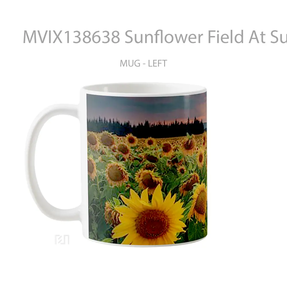Mug Sunflower Field At Sunset Gelas Pemandangan Alam - All-side / Desain