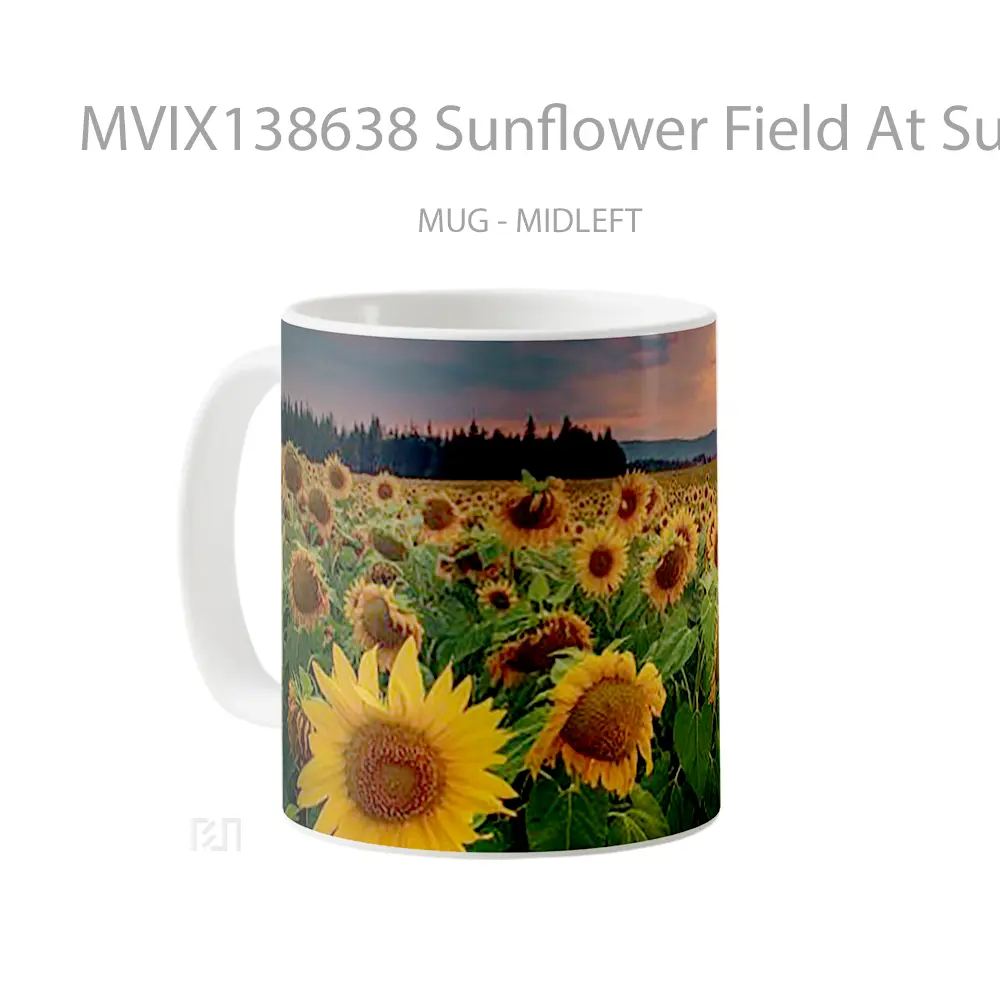 Mug Sunflower Field At Sunset Gelas Pemandangan Alam - All-side / Desain