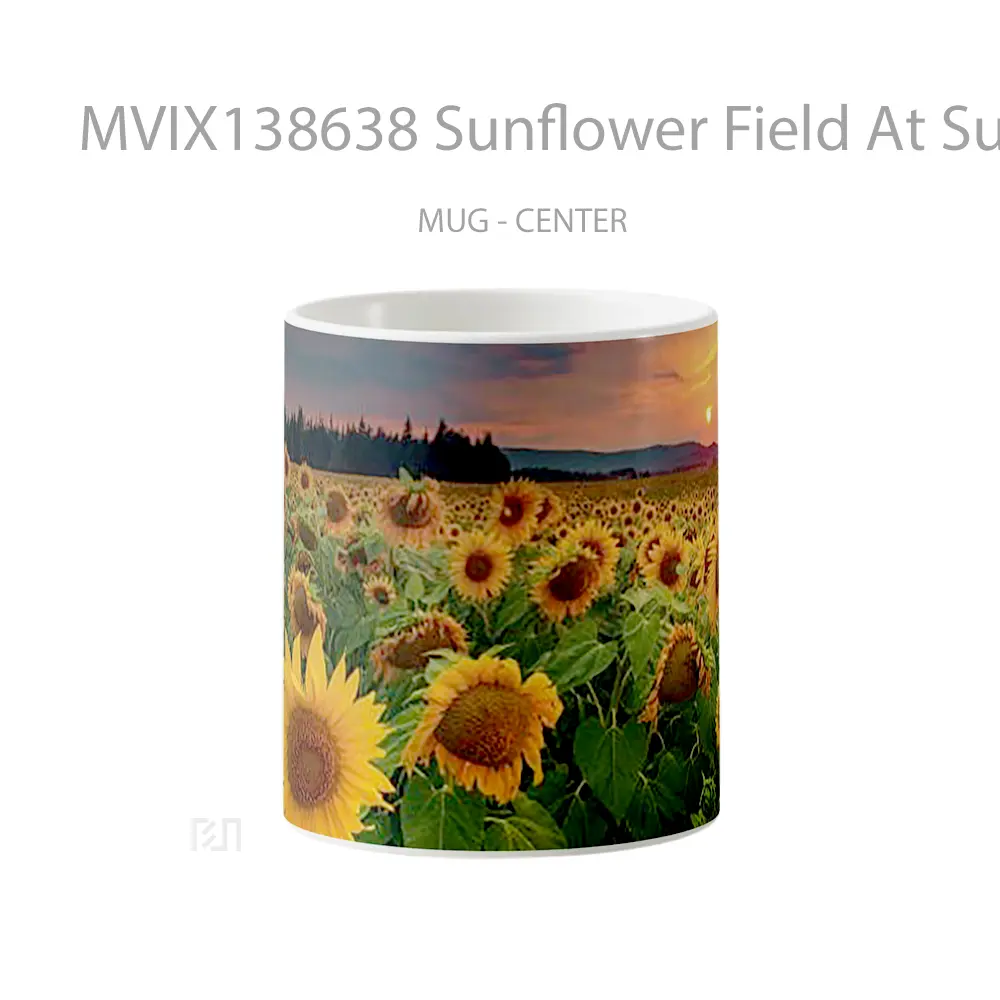Mug Sunflower Field At Sunset Gelas Pemandangan Alam