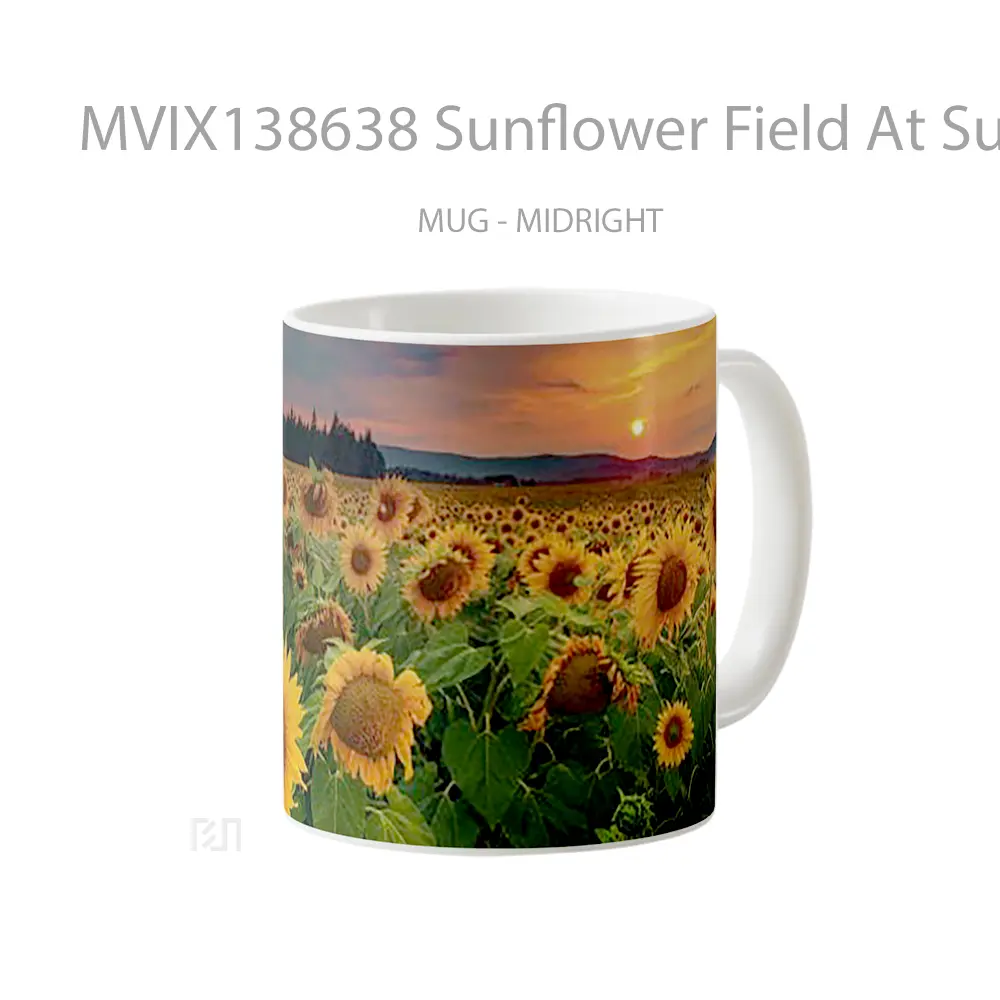 Mug Sunflower Field At Sunset Gelas Pemandangan Alam - All-side / Desain