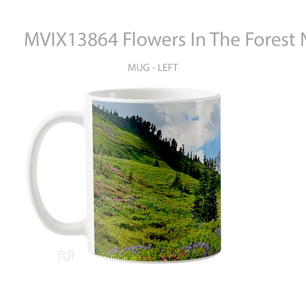 Mug Flowers In The Forest Next To Mountain Gelas Pemandangan Alam - All-side / Desain