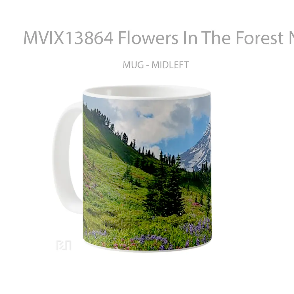 Mug Flowers In The Forest Next To Mountain Gelas Pemandangan Alam - All-side / Desain