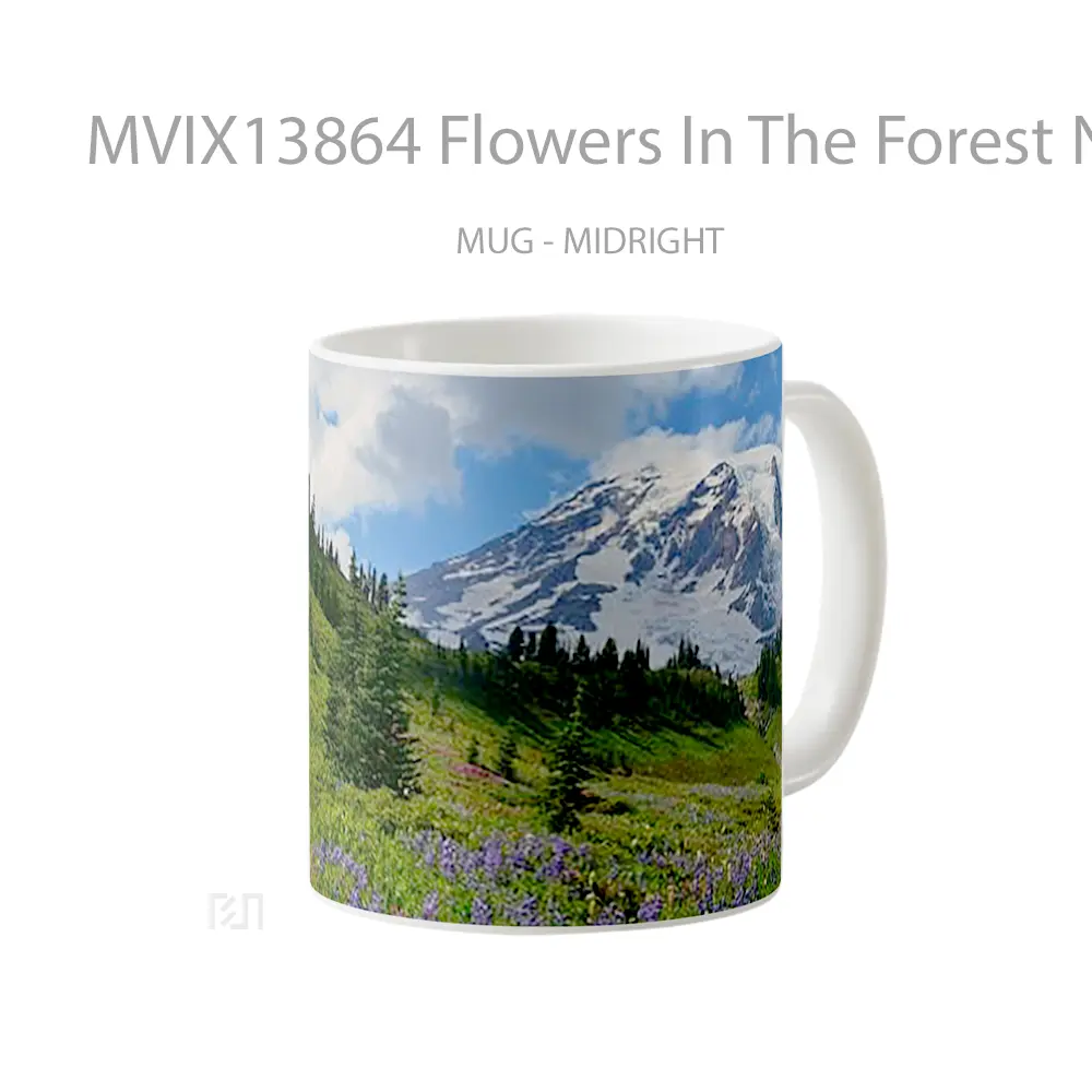 Mug Flowers In The Forest Next To Mountain Gelas Pemandangan Alam - All-side / Desain