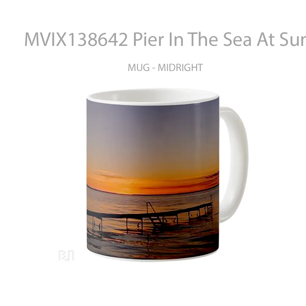 Mug Pier In The Sea At Sunset Gelas Pemandangan Alam - All-side / Desain