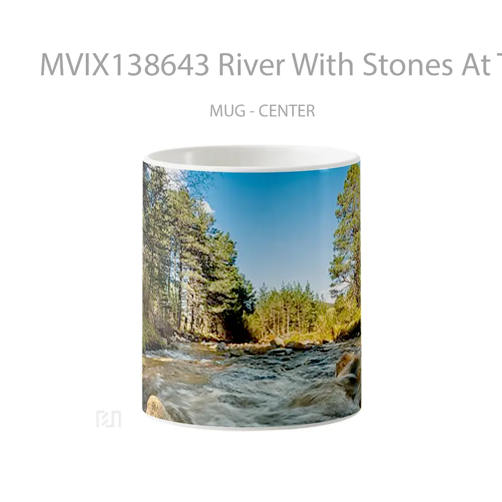 Mug River With Stones At The Forest Gelas Pemandangan Alam