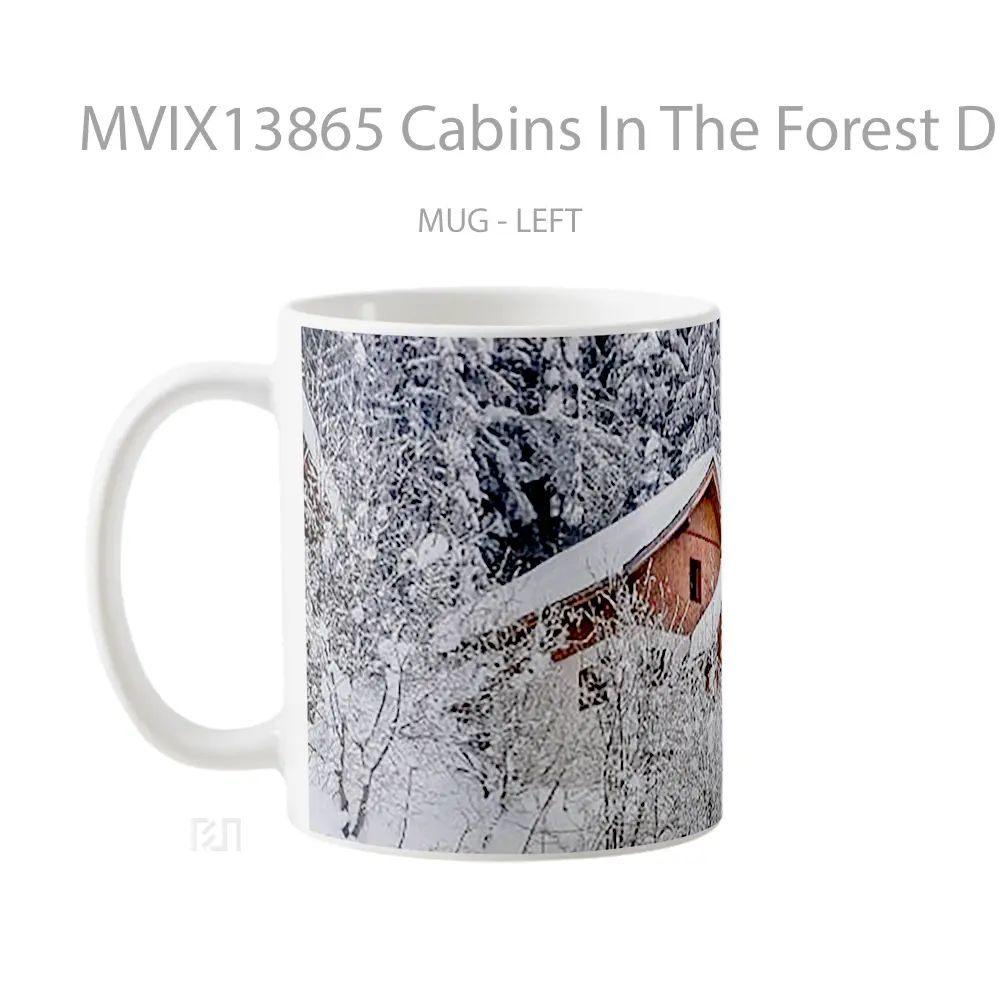 Mug Cabins In The Forest During The Winter Gelas Pemandangan Alam - All-side / Desain