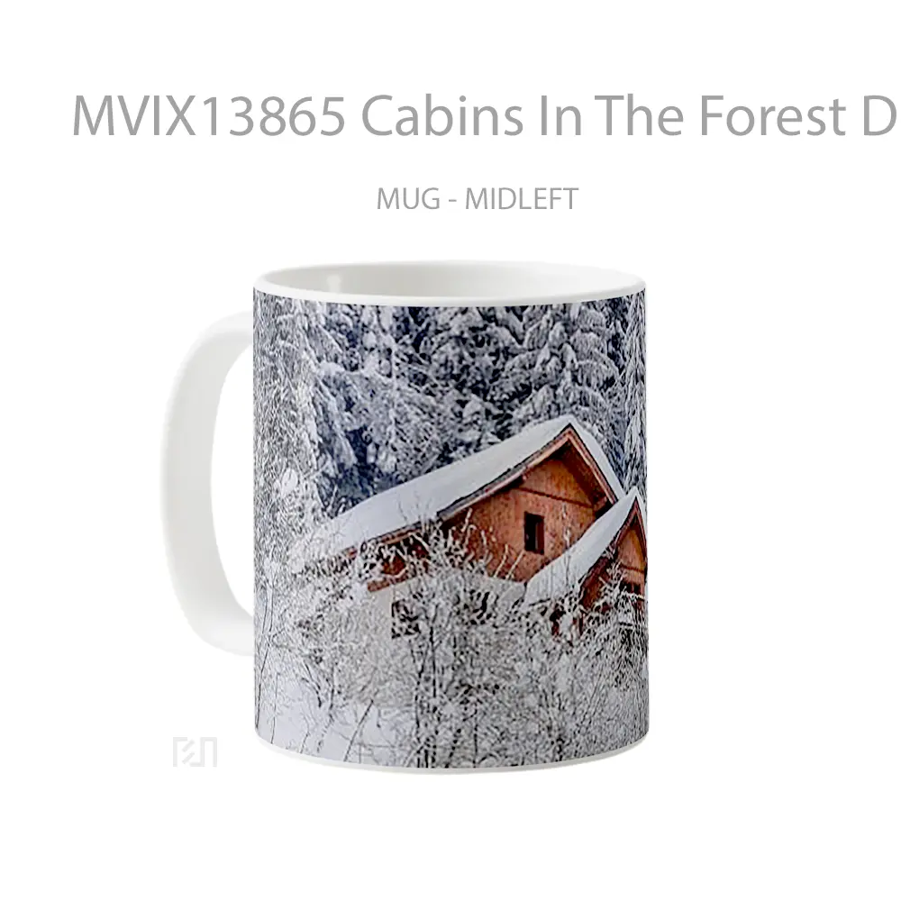 Mug Cabins In The Forest During The Winter Gelas Pemandangan Alam - All-side / Desain