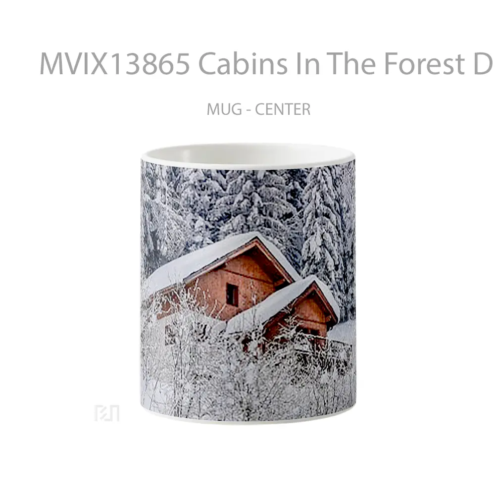 Mug Cabins In The Forest During The Winter Gelas Pemandangan Alam