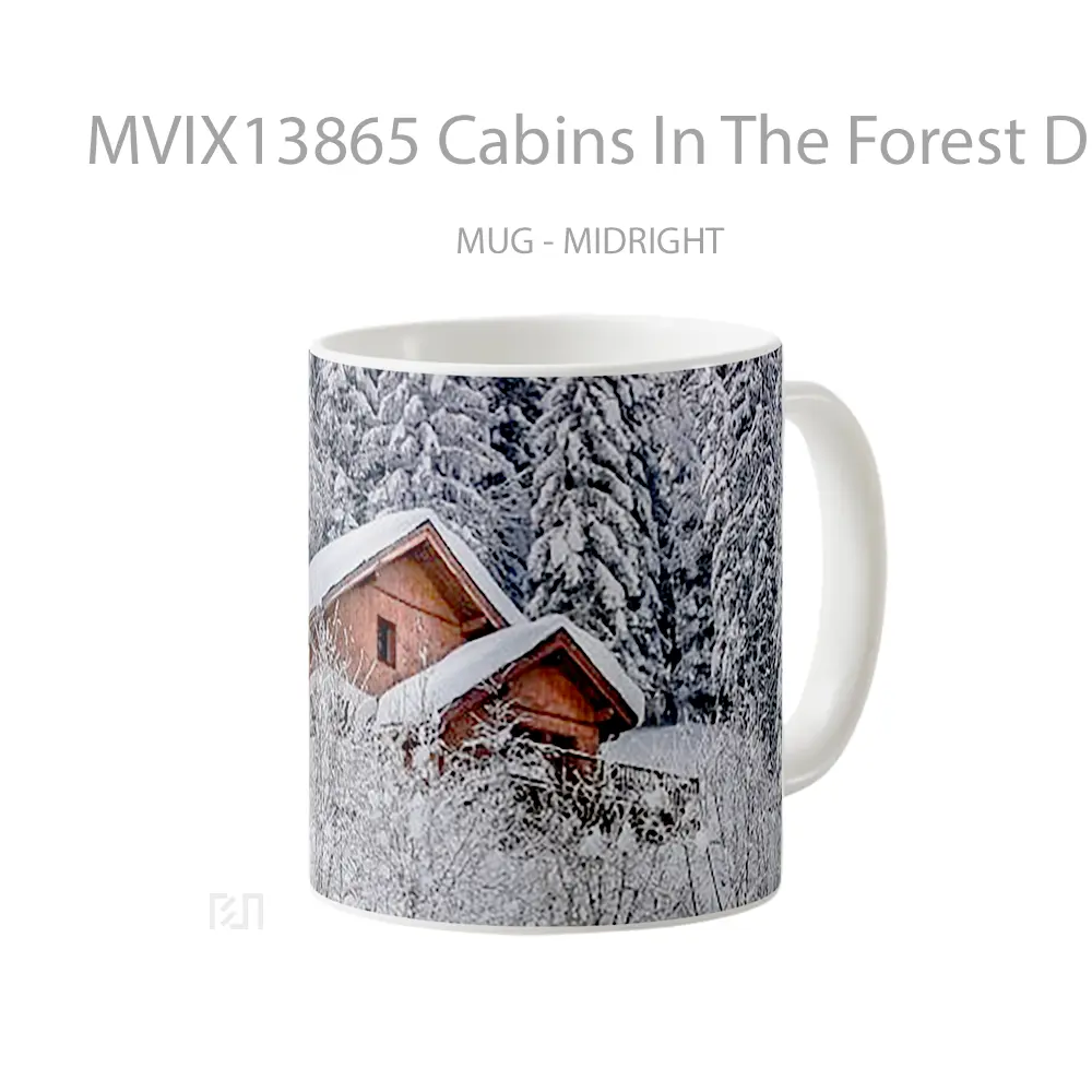 Mug Cabins In The Forest During The Winter Gelas Pemandangan Alam - All-side / Desain