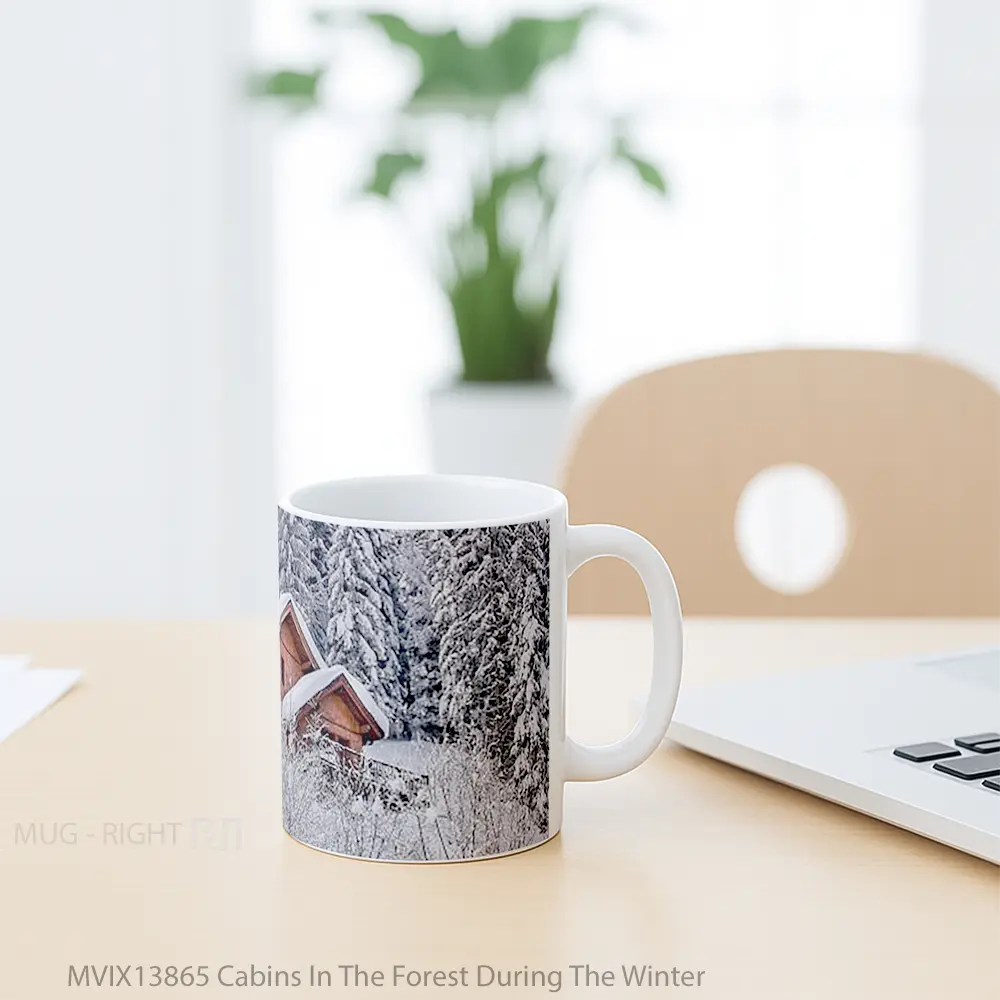 Mug Cabins In The Forest During The Winter Gelas Pemandangan Alam - All-side / Desain