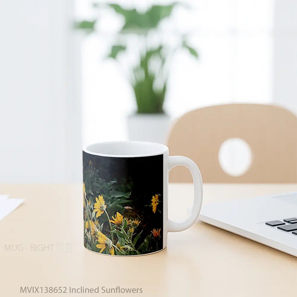 Mug Inclined Sunflowers Gelas Keramik Unik - All-side / Desain