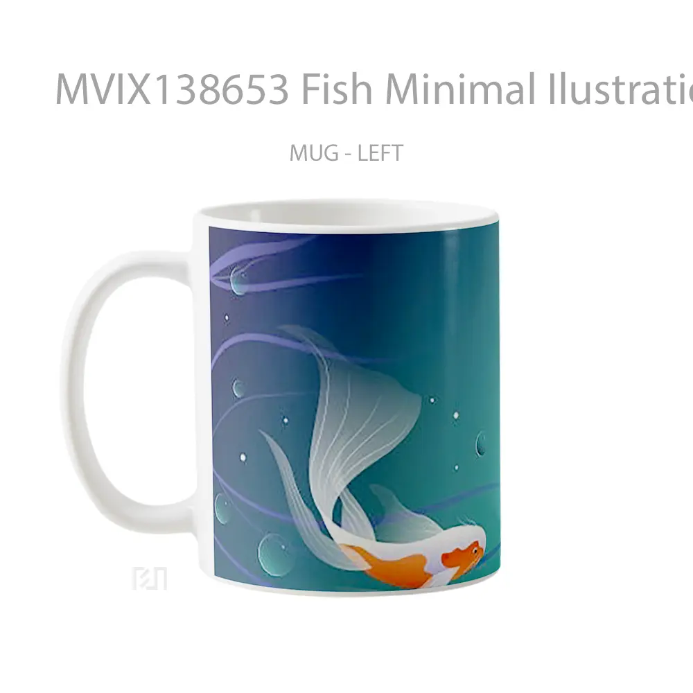 Mug Fish Minimal Ilustration Gelas Hewan Lucu - All-side / Desain