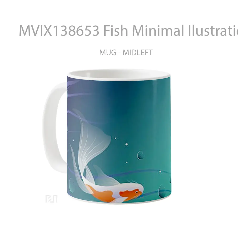 Mug Fish Minimal Ilustration Gelas Hewan Lucu - All-side / Desain