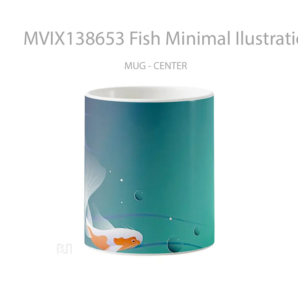 Mug Fish Minimal Ilustration Gelas Hewan Lucu
