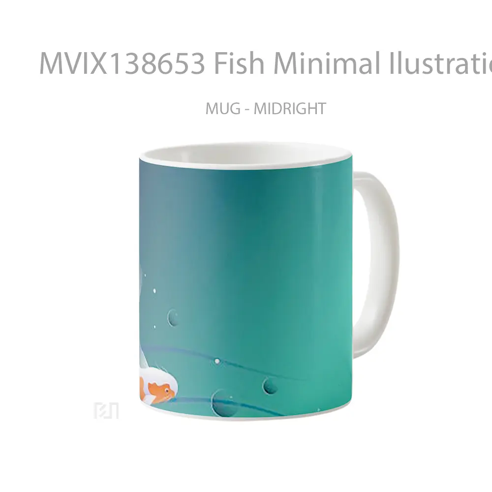 Mug Fish Minimal Ilustration Gelas Hewan Lucu - All-side / Desain