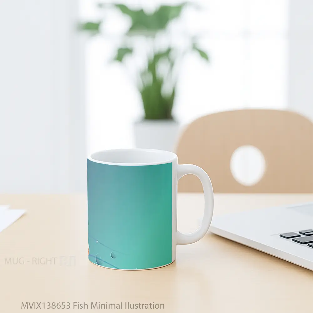 Mug Fish Minimal Ilustration Gelas Hewan Lucu - All-side / Desain