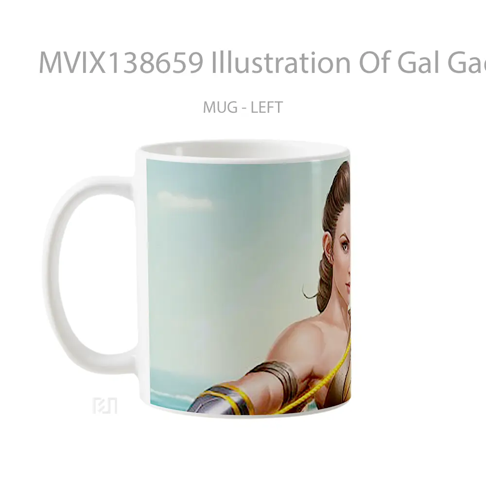 Mug Illustration Of Gal Gadot As Wonder Woman Gelas Superhero - All-side / Desain