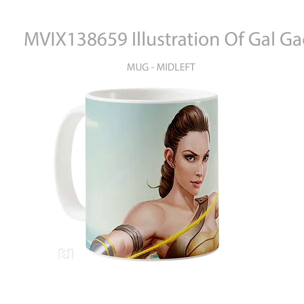 Mug Illustration Of Gal Gadot As Wonder Woman Gelas Superhero - All-side / Desain