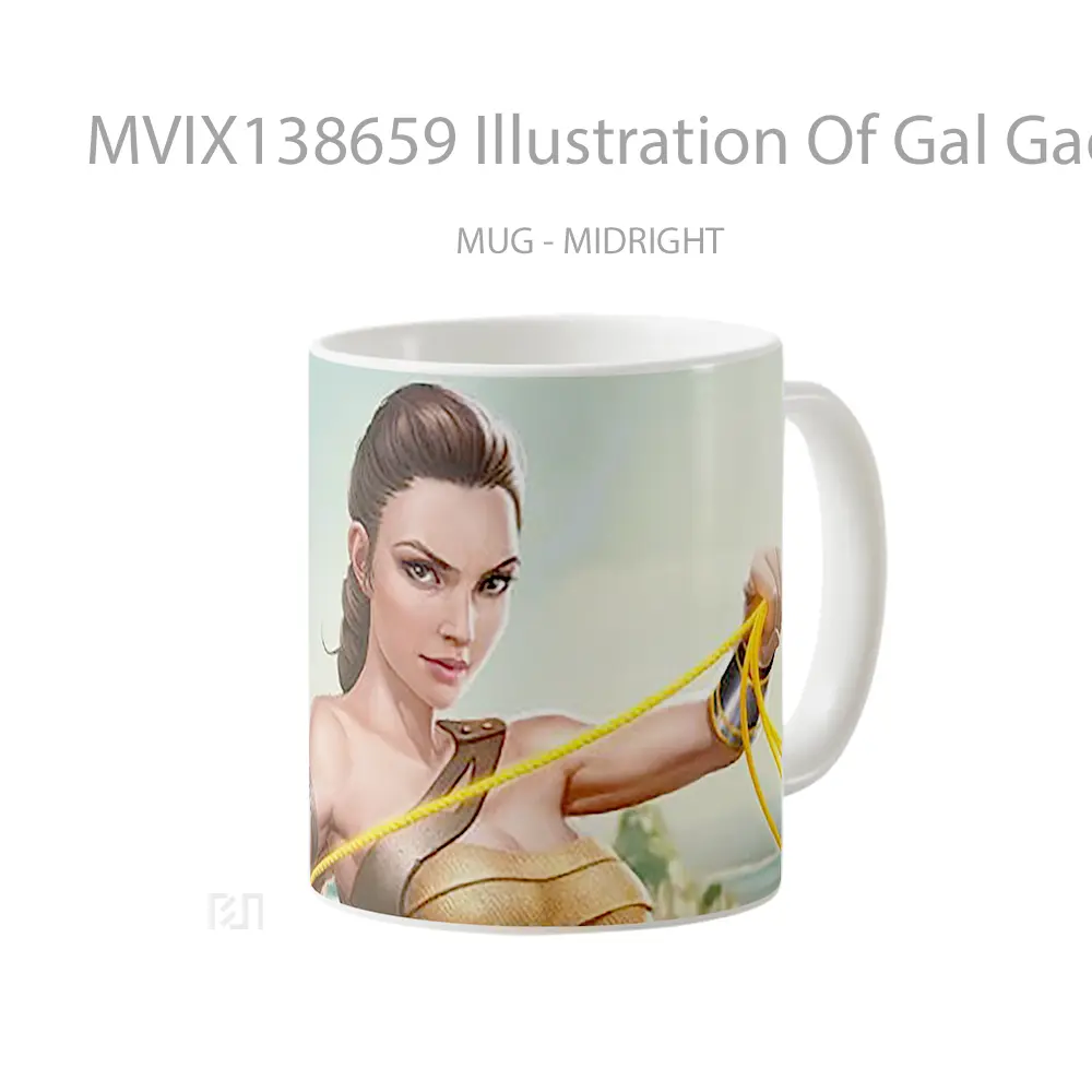 Mug Illustration Of Gal Gadot As Wonder Woman Gelas Superhero - All-side / Desain