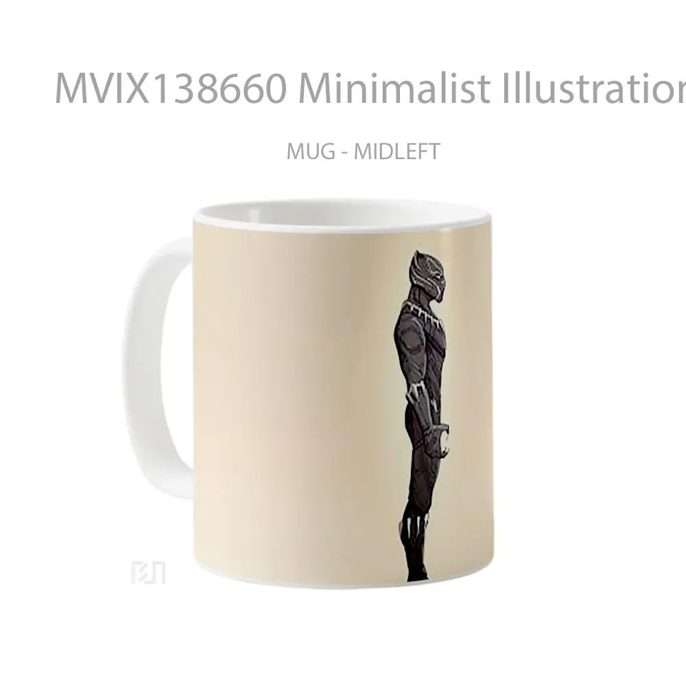 Mug Minimalist Illustration Of Black Panther Gelas Superhero - All-side / Desain