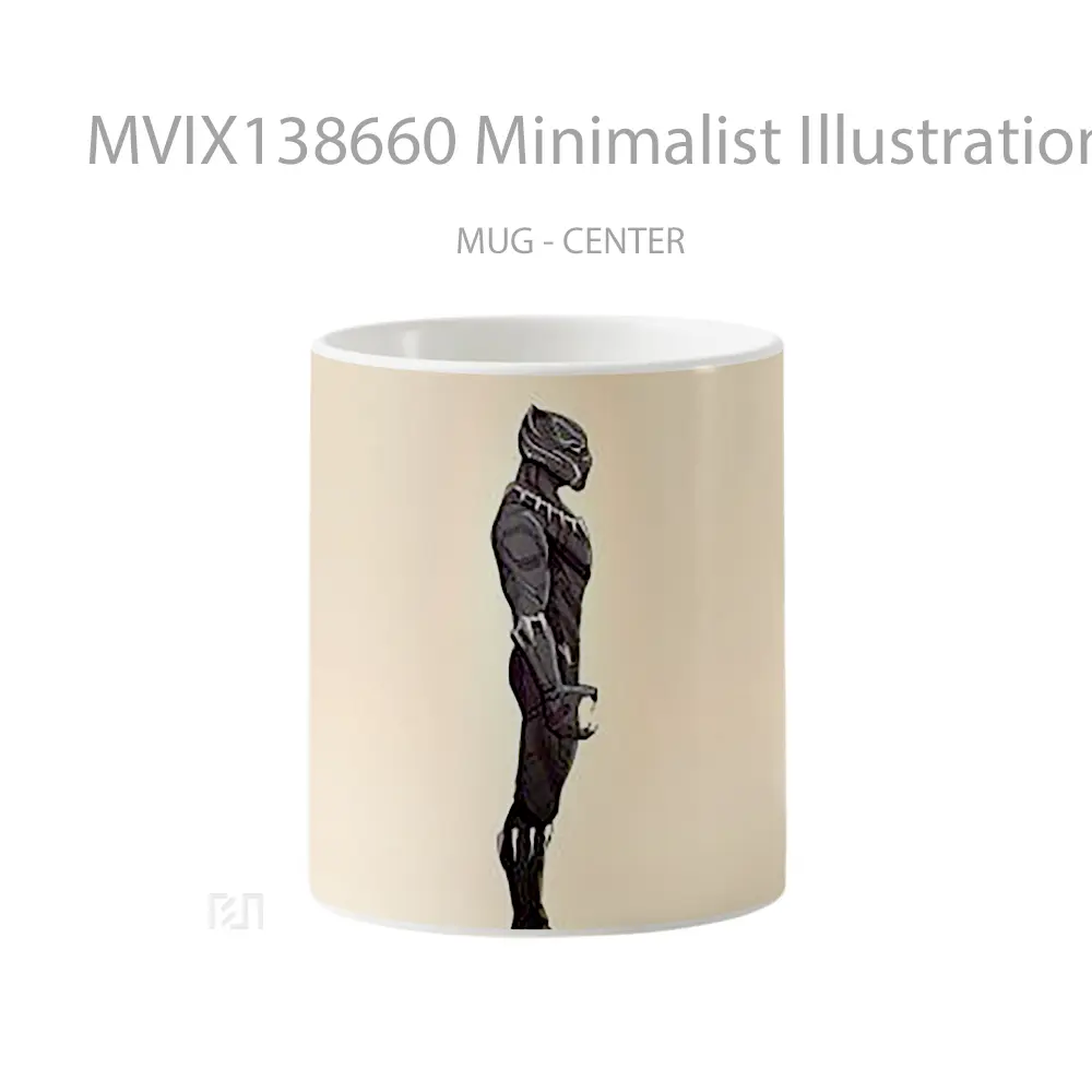 Mug Minimalist Illustration Of Black Panther Gelas Superhero
