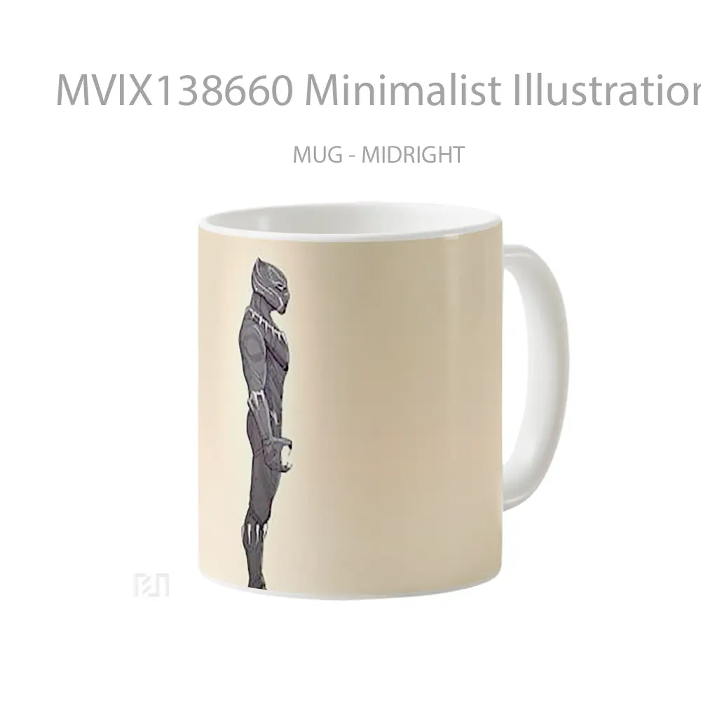 Mug Minimalist Illustration Of Black Panther Gelas Superhero - All-side / Desain