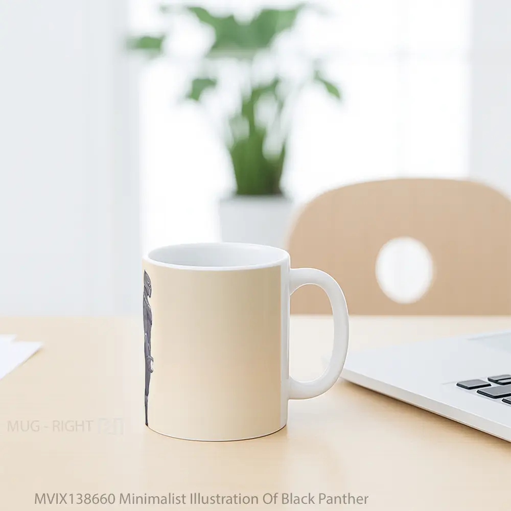 Mug Minimalist Illustration Of Black Panther Gelas Superhero - All-side / Desain