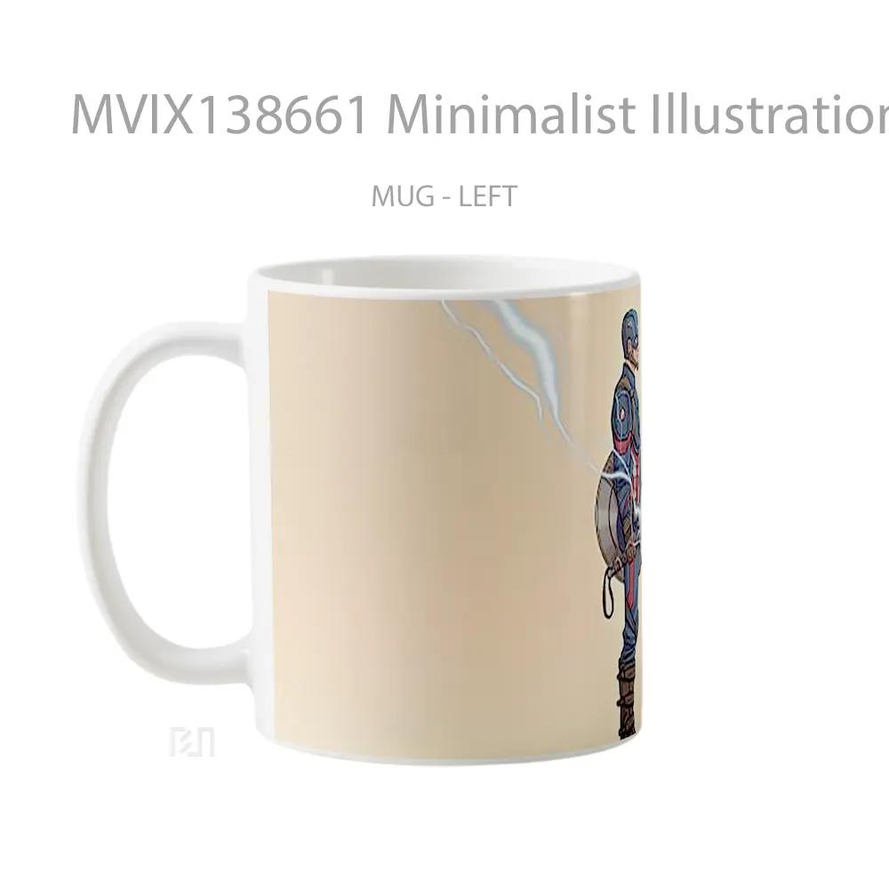 Mug Minimalist Illustration Of Captain America Gelas Superhero - All-side / Desain