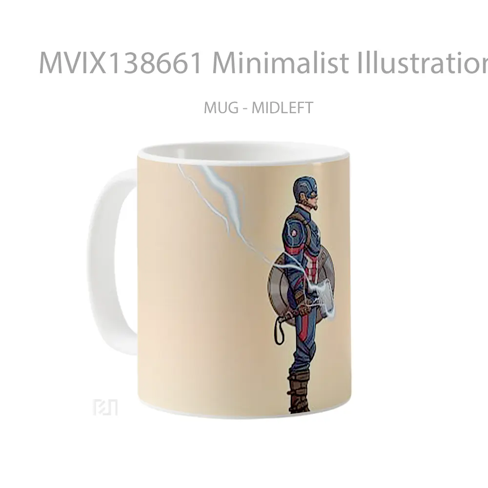 Mug Minimalist Illustration Of Captain America Gelas Superhero - All-side / Desain
