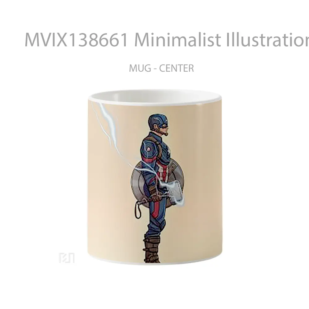 Mug Minimalist Illustration Of Captain America Gelas Superhero