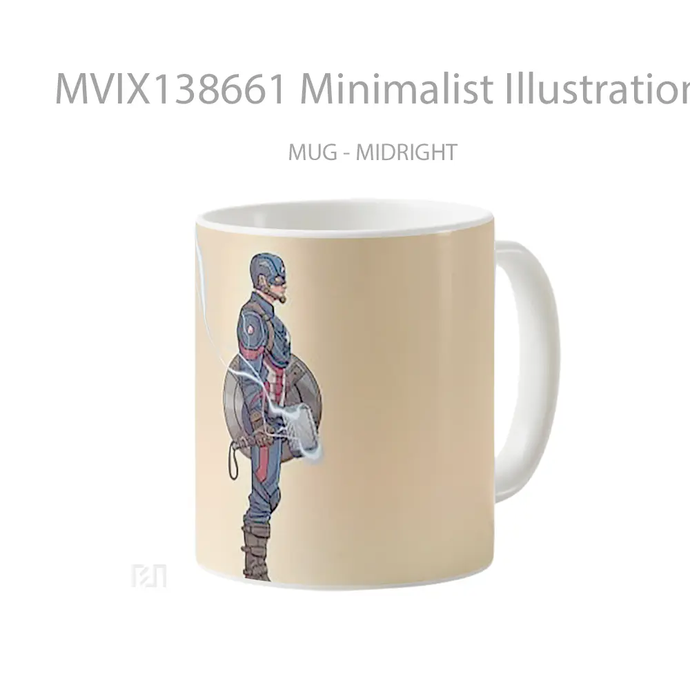 Mug Minimalist Illustration Of Captain America Gelas Superhero - All-side / Desain