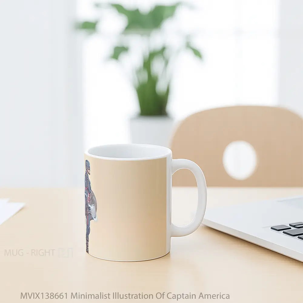 Mug Minimalist Illustration Of Captain America Gelas Superhero - All-side / Desain