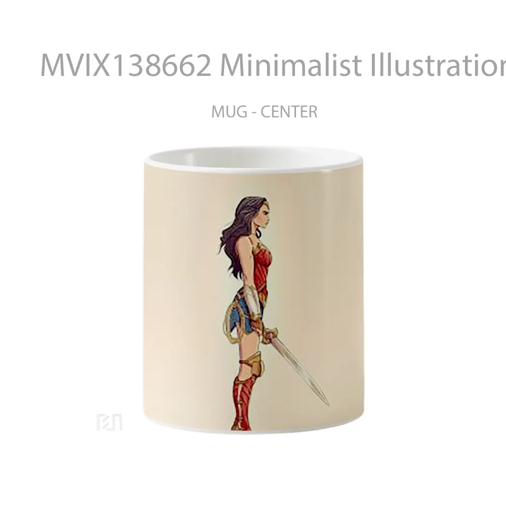 Mug Minimalist Illustration Of Wonder Woman Gelas Superhero