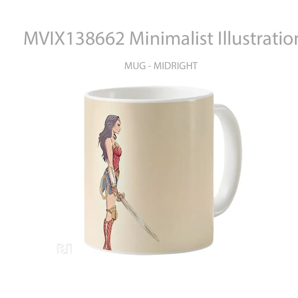 Mug Minimalist Illustration Of Wonder Woman Gelas Superhero - All-side / Desain