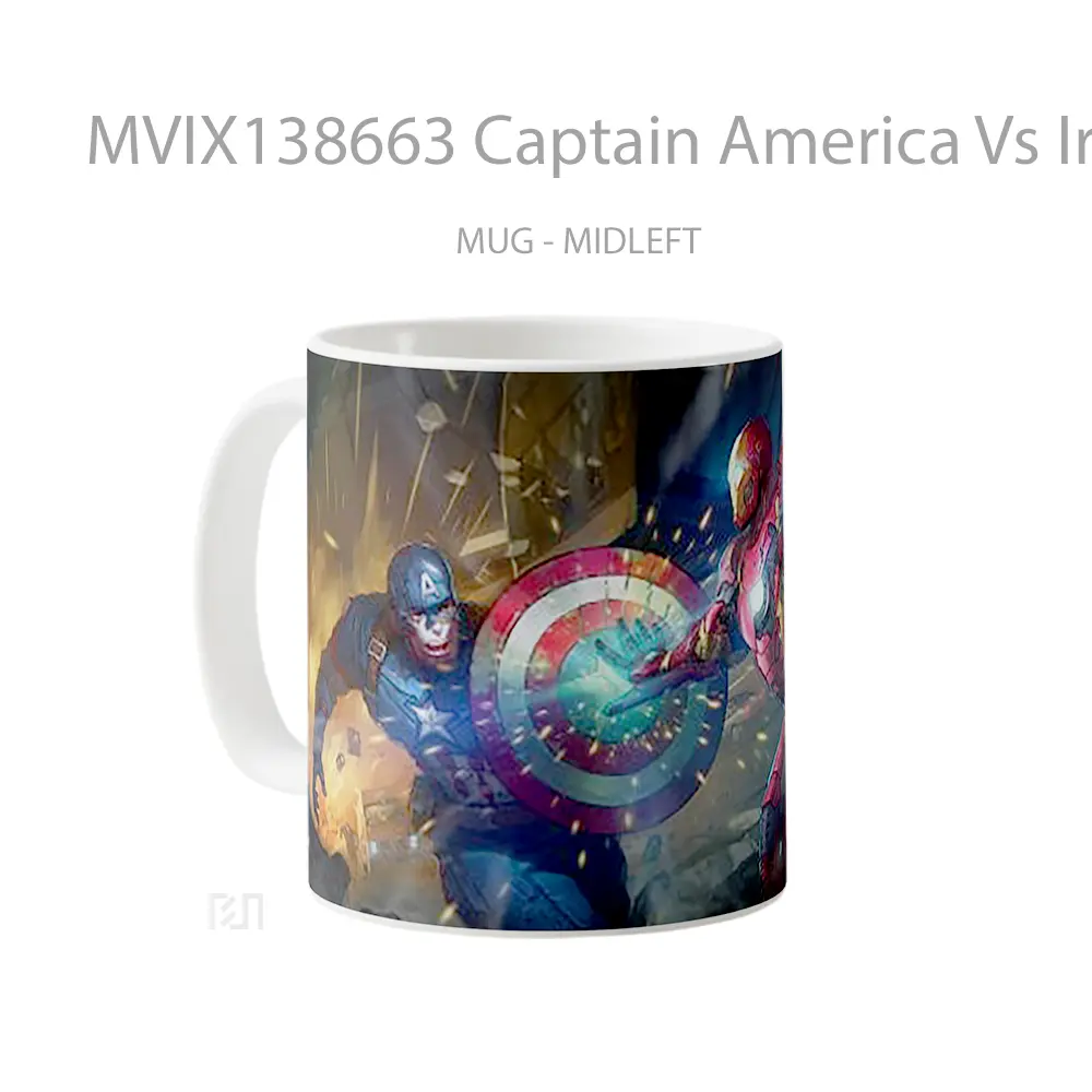 Mug Captain America Vs Iron Man V2 Gelas Superhero - All-side / Desain