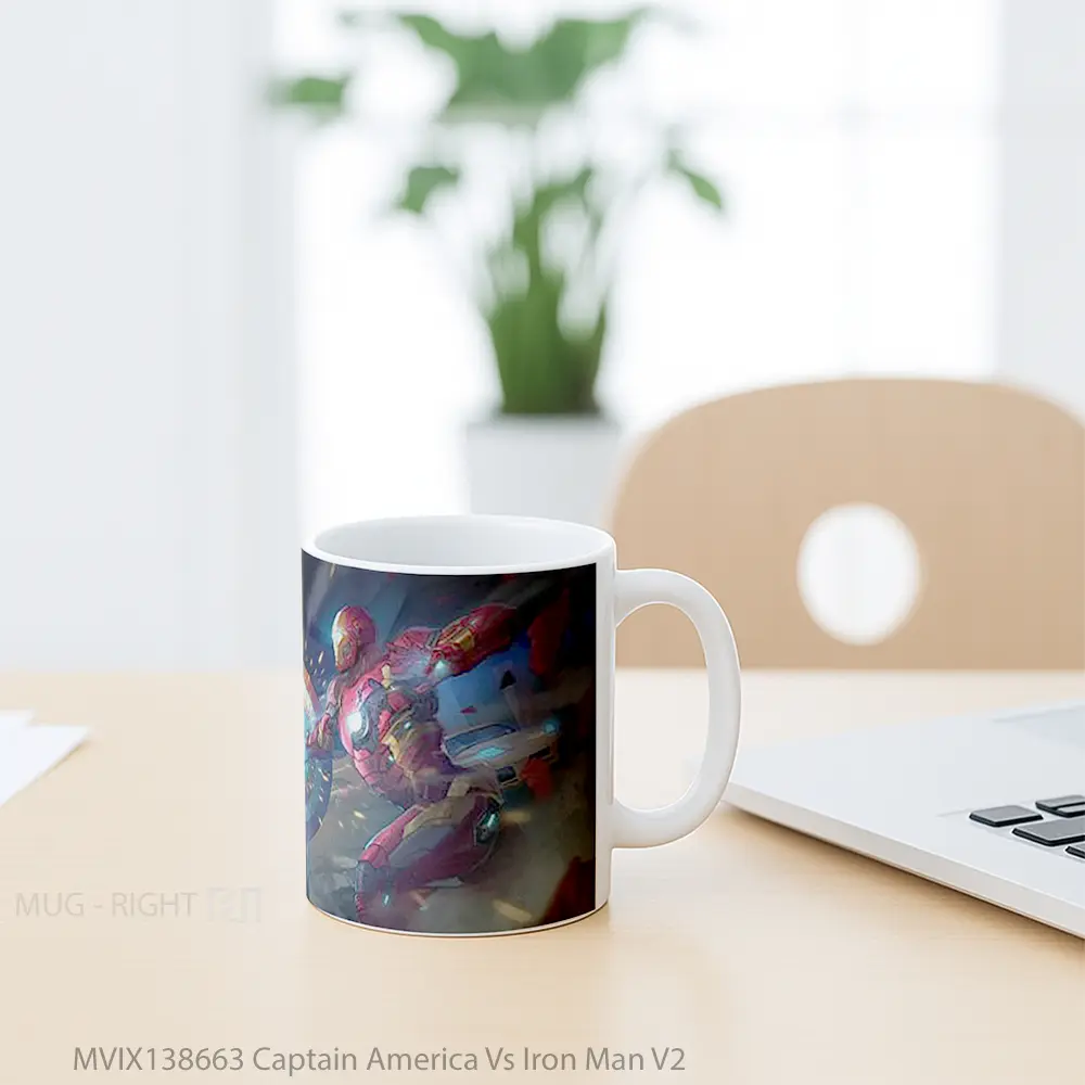 Mug Captain America Vs Iron Man V2 Gelas Superhero - All-side / Desain