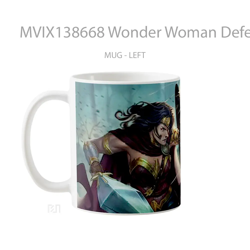 Mug Wonder Woman Defending Herself With Shield Gelas Superhero - All-side / Desain