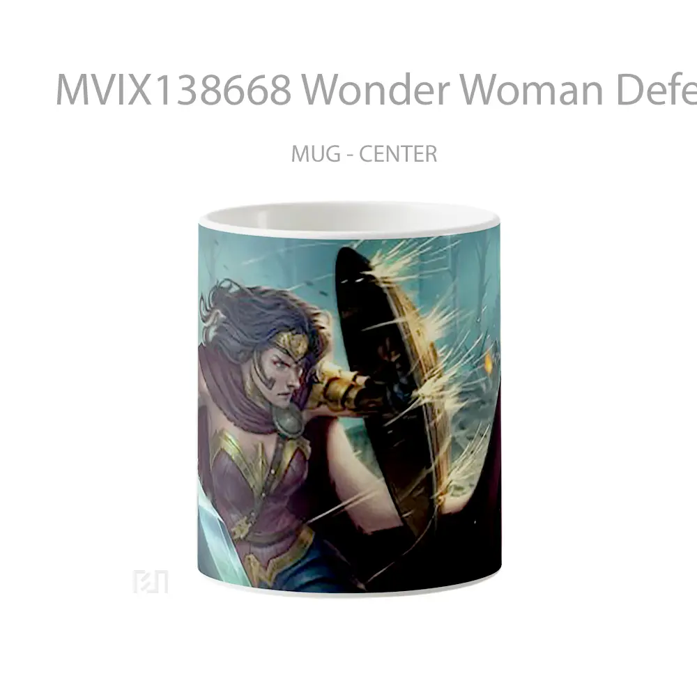 Mug Wonder Woman Defending Herself With Shield Gelas Superhero