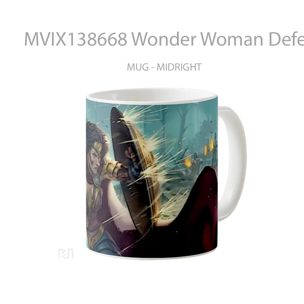 Mug Wonder Woman Defending Herself With Shield Gelas Superhero - All-side / Desain