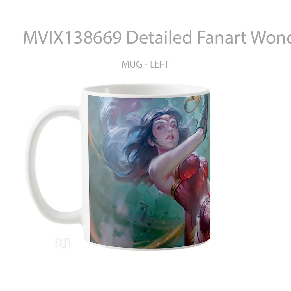 Mug Detailed Fanart Wonder Woman Gelas Superhero - All-side / Desain