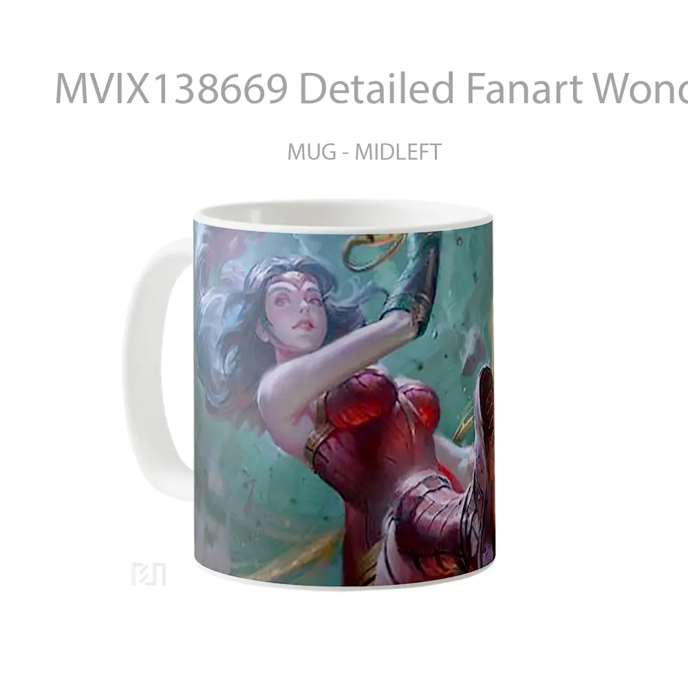 Mug Detailed Fanart Wonder Woman Gelas Superhero - All-side / Desain